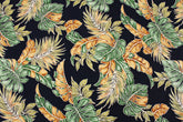 ハワイアン モンステラ プリント生地、ネイビーのヤシの木、半ヤード
