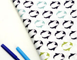 Penguin Patterned Fabric made in Korea by the Half Yard Digital Textile Printing