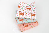 Flower Deer Patterned Fabric, Cute, Kids, Sewing, Quilt made in Korea by the Half Yard