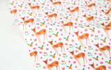 Flower Deer Patterned Fabric, Cute, Kids, Sewing, Quilt made in Korea by the Half Yard