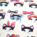 ハーフヤードデジタルテキスタイルプリントによる韓国製猫子猫顔柄生地