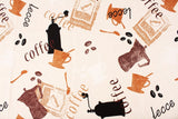 Coffee Pot Cup Patterned Oxford Fabric made in Korea by the Half Yard