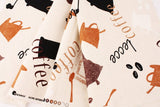 Coffee Pot Cup Patterned Oxford Fabric made in Korea by the Half Yard
