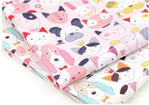Animals Face Dog Cat Rabbit Mouse Patterned Fabric, Cute, Kids, Sewing, Quilt made in Korea by Half Yard