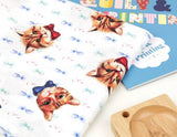 Bow Tie Cat Kitten Face Patterned Fabric made in Korea by Half Yard Digital Textile Printing