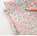 韓国製のピンクのバラの花柄生地(半ヤード)