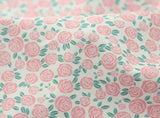 韓国製のピンクのバラの花柄生地(半ヤード)