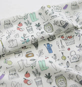 Farm Vegetable Patterned Fabric, Cute, Kids, Sewing, Quilt made in Korea by Half Yard