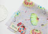 Rainy day Umbrella printed Fabric made in Korea Cotton by the Half Yard