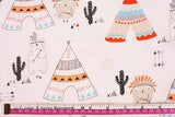Bears Owls Teepee Cactus patterned Oxford Fabric made in Korea by the Half Yard