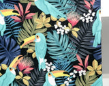 韓国製のトロピカルリーフトゥーカン柄生地(半ヤード単位)
