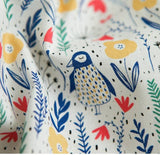 Penguin Flower patterned Fabric made in Korea by the Half Yard