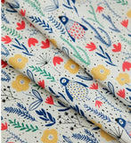 Penguin Flower patterned Fabric made in Korea by the Half Yard