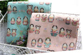 Girls in Korean Traditional Costume, Hanbok Matryoshka doll printed Fabric made in Korea by the Half Yard