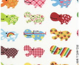 Colorful Hippo Patterned Fabric, Cute, Kids, Sewing, Quilt made in Korea by Half Yard