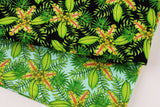 Tropical Foliage Hibiscus Flower printed Fabric for Blank Quilting Pink Lady by the Half Yard
