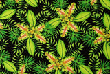 Tropical Foliage Hibiscus Flower printed Fabric for Blank Quilting Pink Lady by the Half Yard