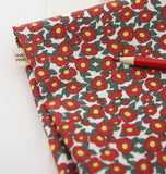 Camellia Flower Patterned Fabric, Cute, sewing, Quilt made in Korea Half Yard