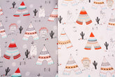 Bears Owls Teepee Cactus patterned Oxford Fabric made in Korea by the Half Yard