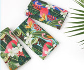 Tropical Leaves Flowers Hibiscus Plumeria Flamingo Patterned Fabric by the Half Yard