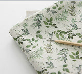 Herb Leaf Leaves patterned Fabric made in Korea by Half Yard / 45 X 150cm 18" X 57.5", Cotton Linen