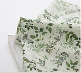 Herb Leaf Leaves patterned Fabric made in Korea by Half Yard / 45 X 150cm 18" X 57.5", Cotton Linen