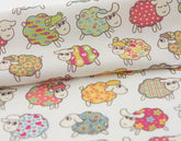 Kawaii Flower Sheep Patterned Fabric made in Korea by Half Yard Digital Textile Printing