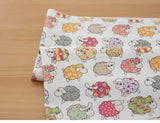 Kawaii Flower Sheep Patterned Fabric made in Korea by Half Yard Digital Textile Printing