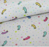 ベビーシーホース柄生地、かわいい、子供用、裁縫、キルト、韓国製、ハーフヤード