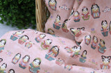 Girls in Korean Traditional Costume, Hanbok Matryoshka doll printed Fabric made in Korea by the Half Yard