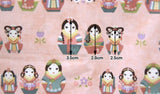 Girls in Korean Traditional Costume, Hanbok Matryoshka doll printed Fabric made in Korea by the Half Yard