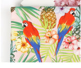 Tropical Leaves Hibiscus Pineapple Parrot Patterned Fabric made in Korea by the Half Yard