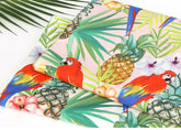 Tropical Leaves Hibiscus Pineapple Parrot Patterned Fabric made in Korea by the Half Yard