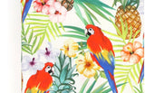 Tropical Leaves Hibiscus Pineapple Parrot Patterned Fabric made in Korea by the Half Yard