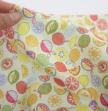 Lemon Orange Fruits Citrus Patterned Fabric made in Korea by the Half Yard