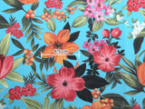 トロピカルなハワイアンフラワー柄の韓国製生地(半ヤード単位)