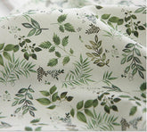 Herb Leaf Leaves patterned Fabric made in Korea by Half Yard / 45 X 150cm 18" X 57.5", Cotton Linen