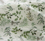 Herb Leaf Leaves patterned Fabric made in Korea by Half Yard / 45 X 150cm 18" X 57.5", Cotton Linen