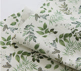 Herb Leaf Leaves patterned Fabric made in Korea by Half Yard / 45 X 150cm 18" X 57.5", Cotton Linen