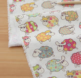 Kawaii Flower Sheep Patterned Fabric made in Korea by Half Yard Digital Textile Printing