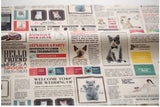 ヴィンテージ猫新聞柄生地(韓国製、半ヤード単位)