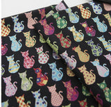 Flower Cats Patterned Fabric made in Korea by Half Yard Digital Textile Printing
