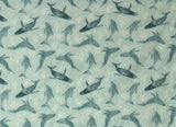 韓国でプリントされたクジラ生地 半ヤード 45 x 150cm 18" x 57.5"、コットンリネン
