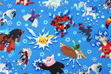 アローラ ポケットモンスター、ポケモン、ピカチュウ キャラクター コットン生地 韓国製 半ヤード単位