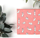 かわいい動物のウサギ、猫、キツネ、アライグマ、シマリス柄の生地、韓国製、ハーフヤード