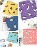 かわいい動物のウサギ、猫、キツネ、アライグマ、シマリス柄の生地、韓国製、ハーフヤード