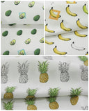 Avocado Banana Pineapple Patterned Fabric made in Korea by the Half Yard