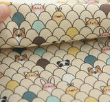 卵の花の動物柄の生地、かわいい、子供用、裁縫、キルト、韓国製、ハーフヤード