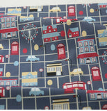 車、バス、交通標識、道路の模様の生地、かわいい、子供、裁縫、キルト、韓国製、ハーフヤード