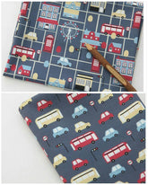 Cars Bus Traffic Sign Road Patterned Fabric, Cute, Kids, Sewing, Quilt made in Korea by Half Yard